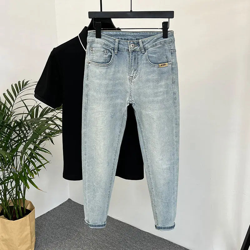 Men Skinny Jeans – Light Color Slim Fit Casual Fashion Denim