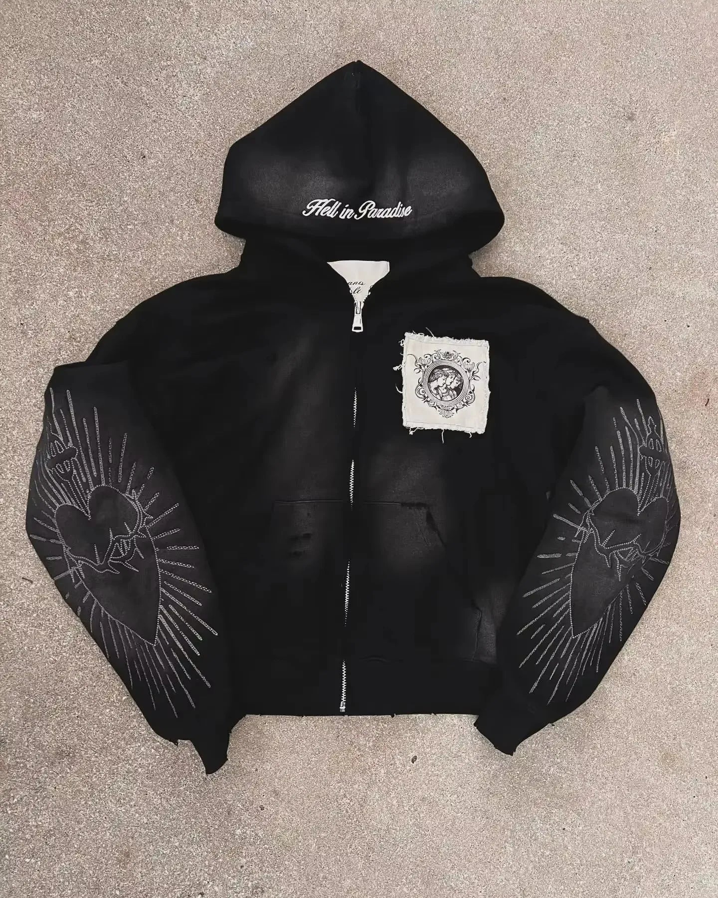 2024 High Street Trend Vintage Alphabet Embroidery Hoodie for Men Y2k Goth Harajuku Fashion Coat Couple Casual Loose Sweatshirt