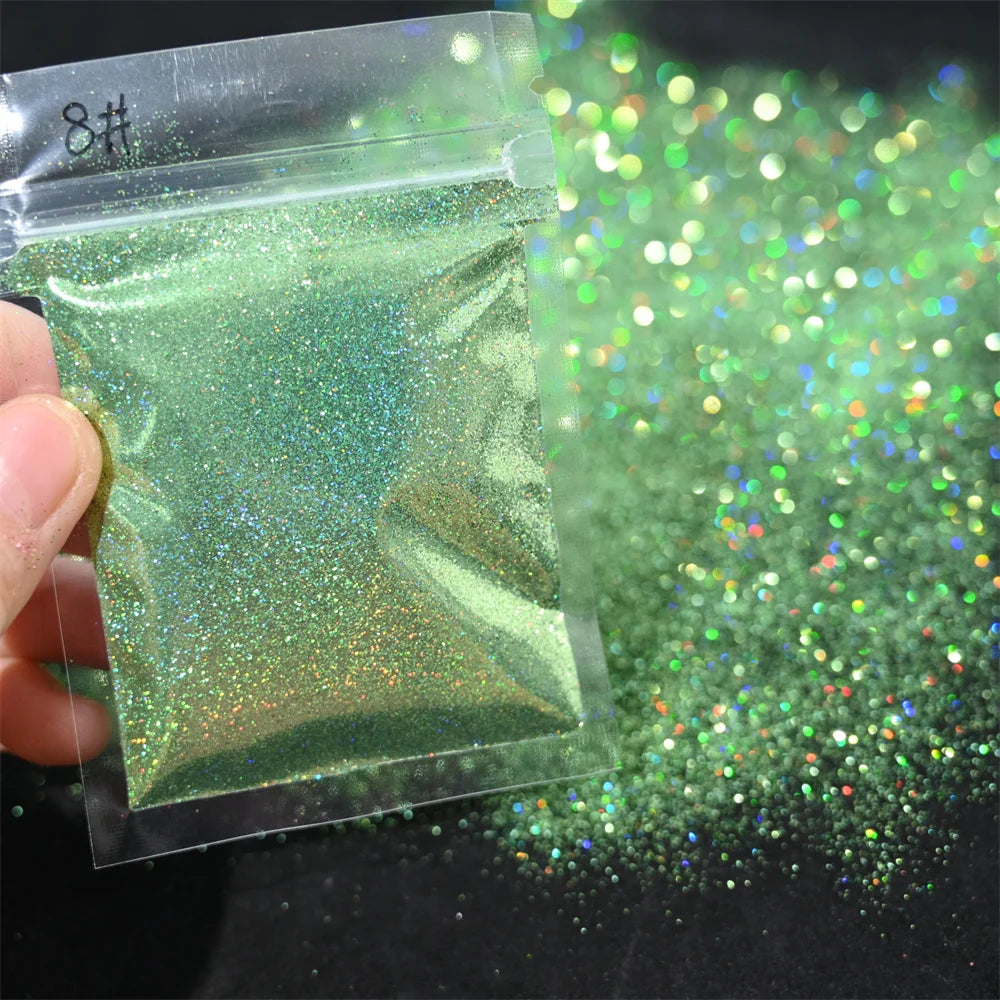 5g Laser Holographic Bulk Glitter Nail Shining Sparkly Pigment Loose Fine Glitter Reflective Gel Polish Accessories Nail Powder