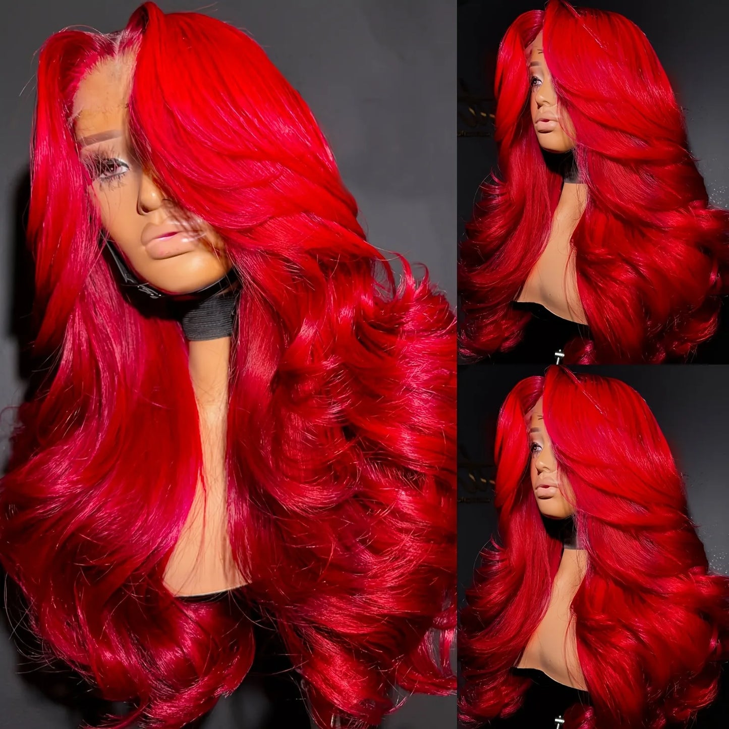 13X4 HD Transparent Lace Wig Red Body Wave Lace Front Wig 220% Density Burgundy Lace Front Wig Pre-plucked Bye Bye Knots Long