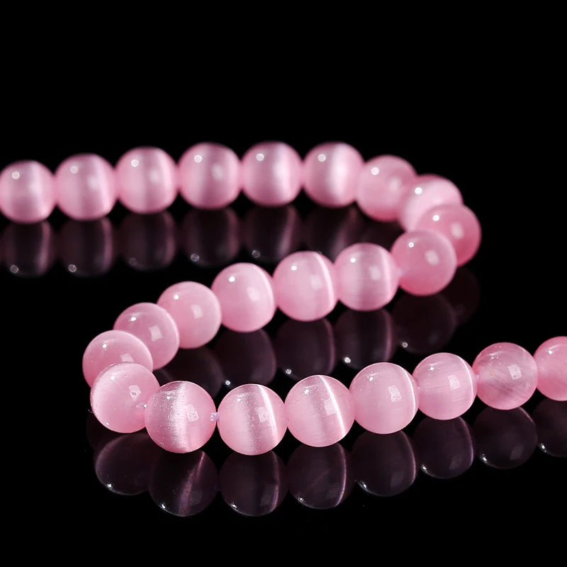 4 6 8 10mm Dark Pink Cat Eyes Stone Bead Round Loose Spacer Smooth Bead For Jewelry Making Diy Necklace Bracelet Accessroy