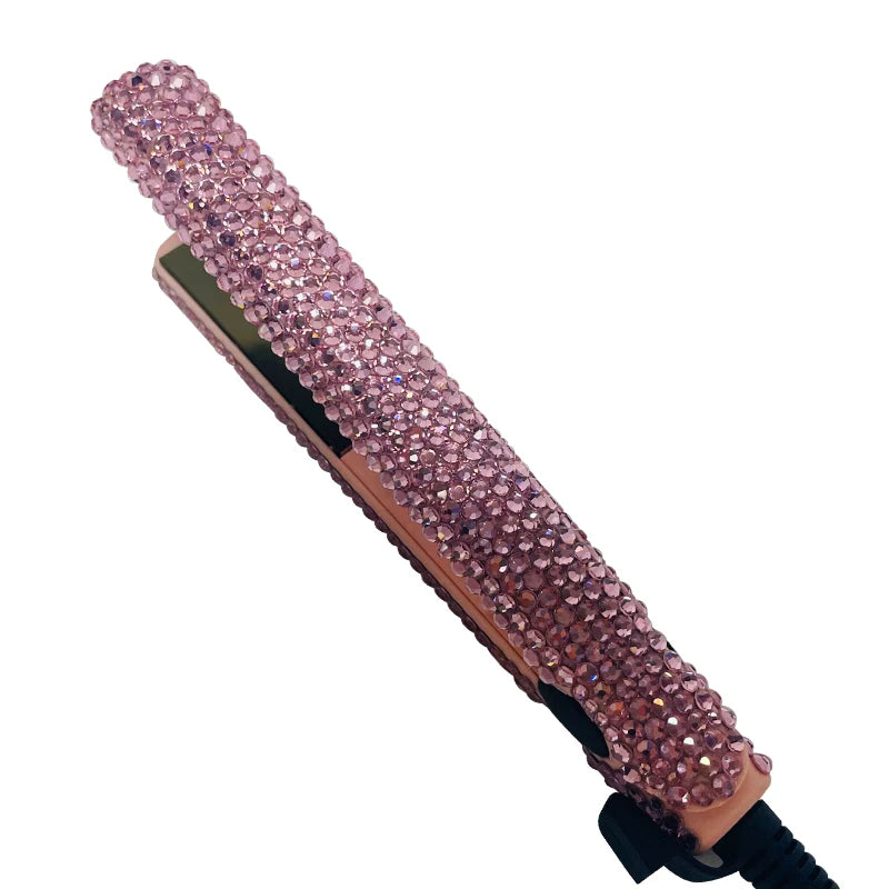 Hair Straightener Mini Flat Iron Curler With Diamonds 2 in 1 Portable Mini Bangs Tourmaline Plate Flat Iron For Short Hair