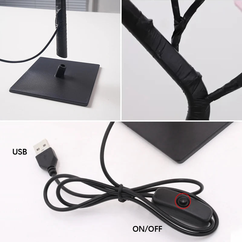 LED Rose Tree Lights 24LEDs USB Operated Table Lamp Atmosphere Lighting for Wedding Party Gift Birthday Festival Lover Home Deco