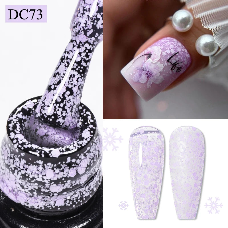 Mtssii 7ml Neon Snowflake Gel Nail Polish Fluorescent Gel UV LED Semi Permanent Glitter Snow Sequins Nails Art Design Varnishes