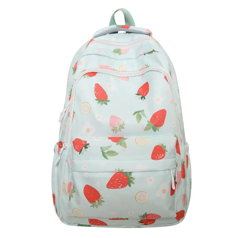 Pastel Strawberry Print Backpacks