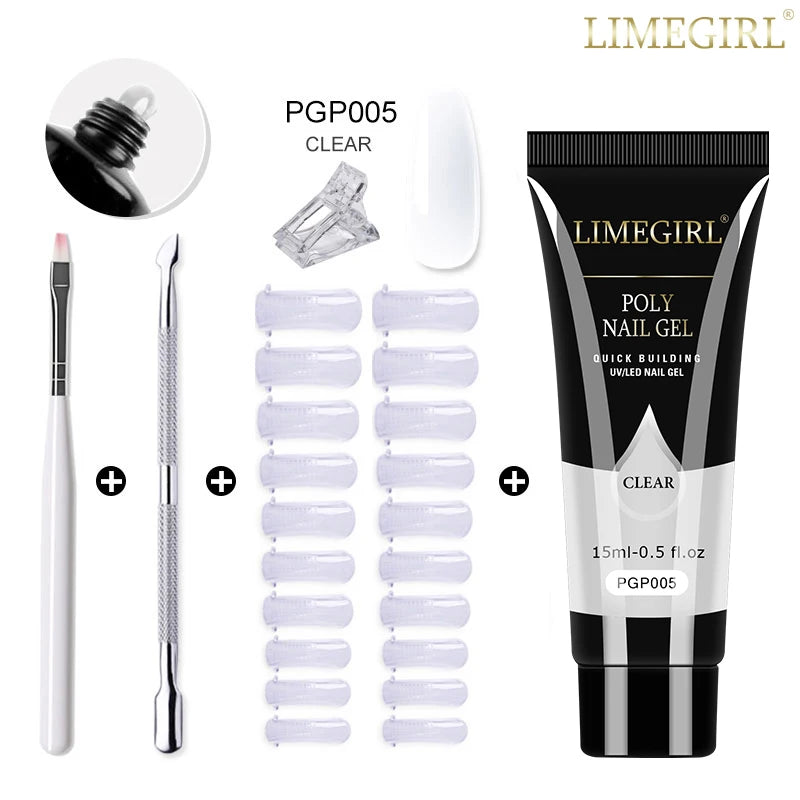 Limegirl Poly Nail UV Gel Set for Nails Quick Extension Building Soak Off UV Polys Nail Gel Kit Manicure Art  Decoration Tools