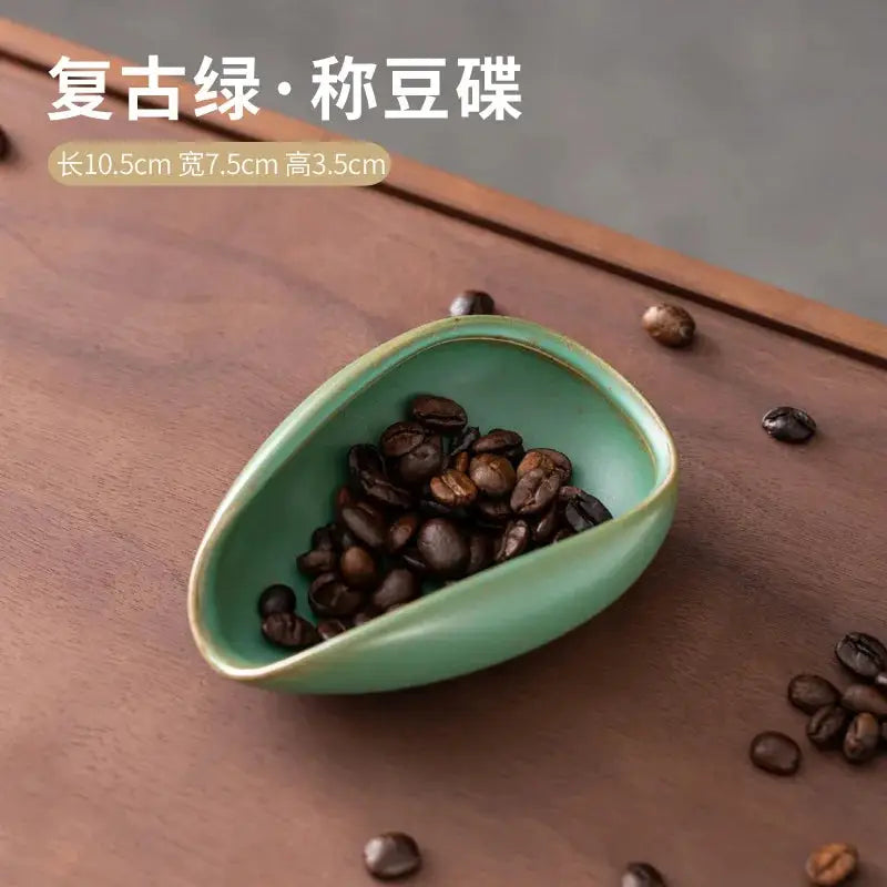 Ceramic Coffee Bean Dosing Cup Tray - Pottery Espresso Scoop for Precision Coffee Brewing-5