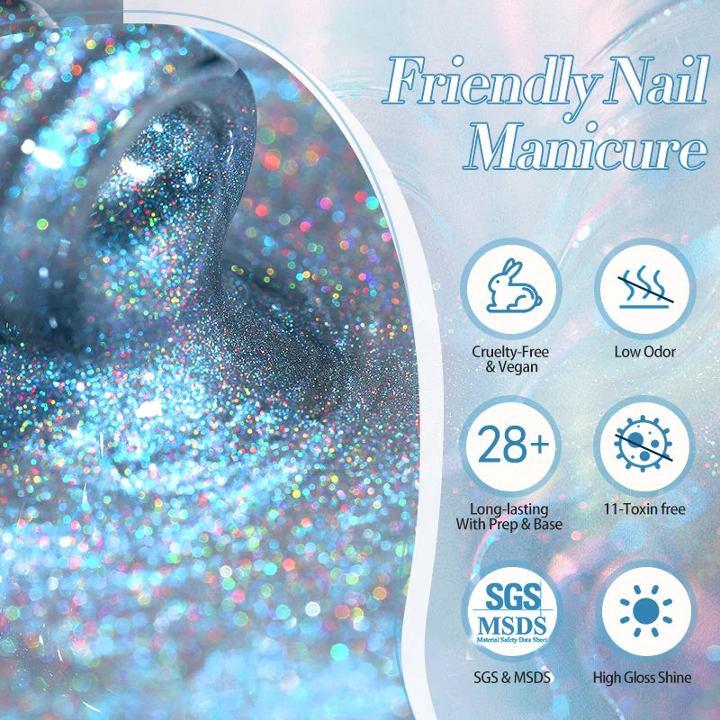 BORN PRETTY 10ml Rainbow Auroras Cat Magnetic Gel Nail Polish Holographics Nail Gel for Manicure Design Varnis Semi Permanent