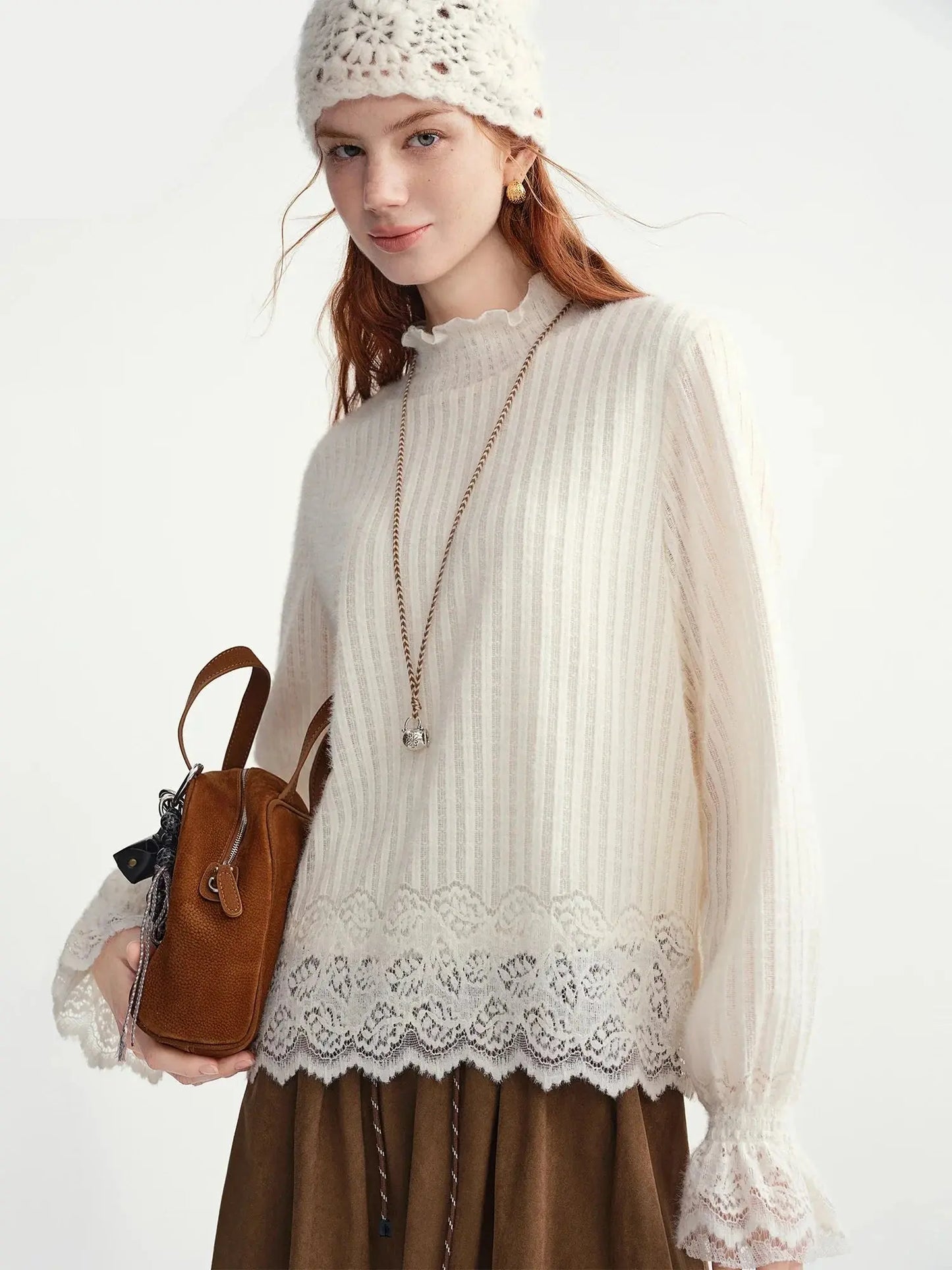 Women's Autumn Fairycore Lace Top