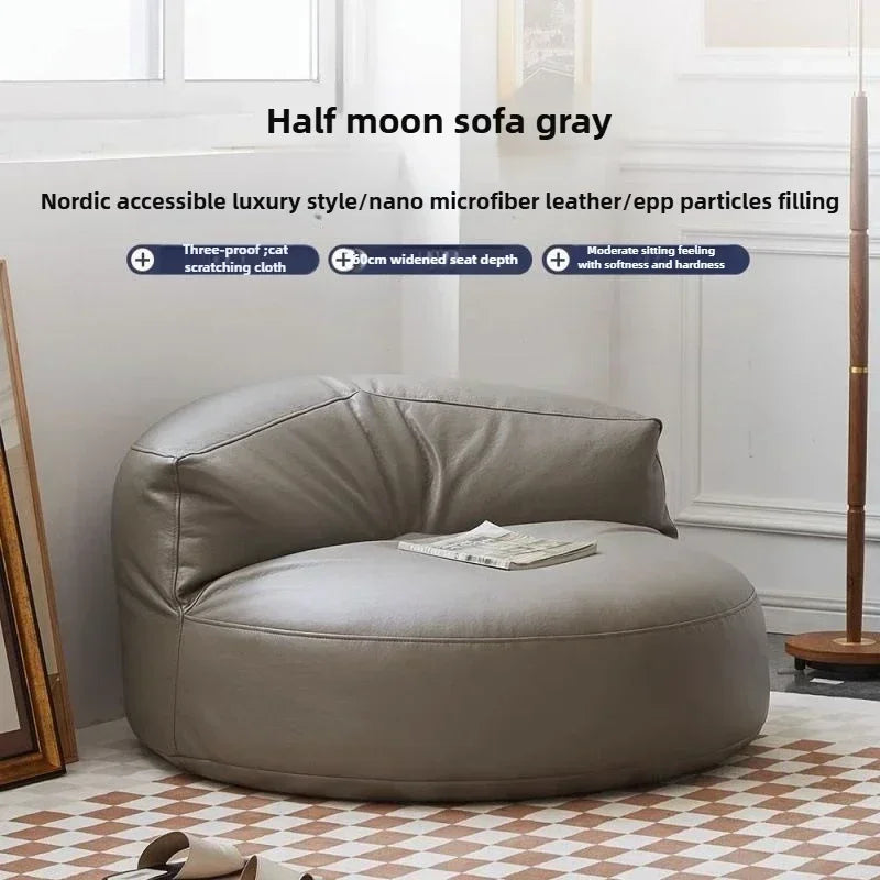 Lazy Sofa Reclining Couch Half Moon Sofa  Bedroom Tatami Seat Small Apartment Bean Bag Set Living Room Furniture Nordic Simple