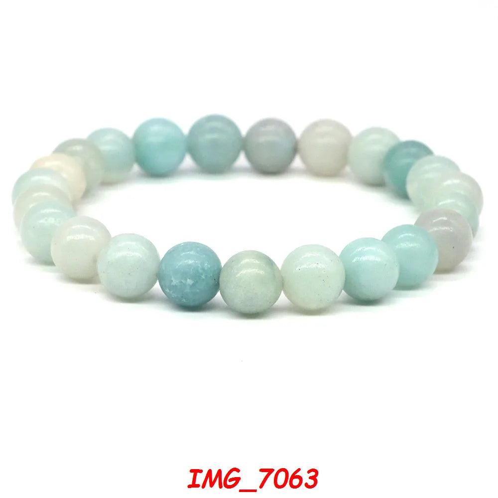 Natural Stone Bracelet Healing Crystal Amethyst Quartz Agate Round Loose Bead Elastic Stretch Bangle For Women Men Jewelry Gifts