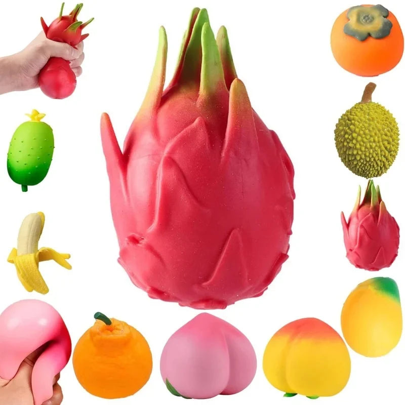 Soft Fruit Squishy Stress Relief Toy Set | Fidget Sensory Squeeze