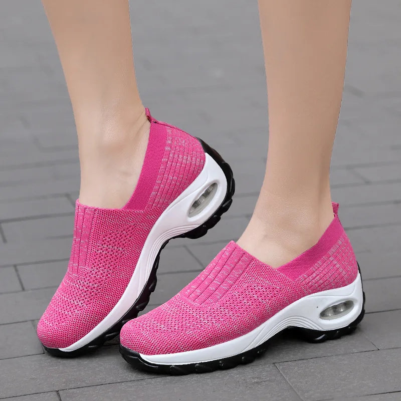 Breathable Mesh Slip-On Sports Shoes Comfortable Thick Bottom