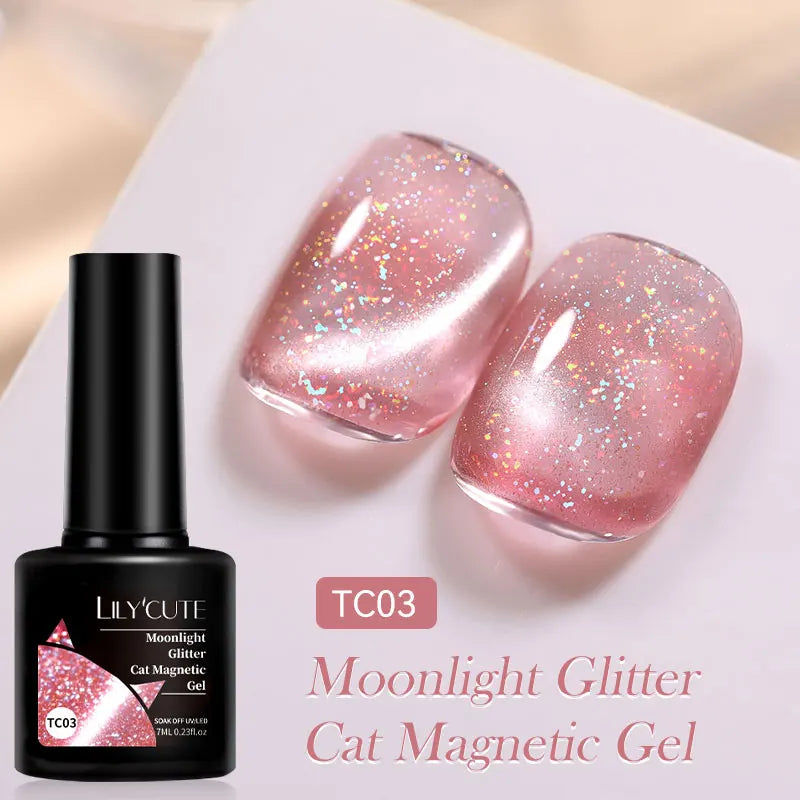 LILYCUTE 7ml Reflective Glitter Cat Magnetic Gel Nail Polish Semi permanent Soak Off UV LED Varnish Nail Supplies