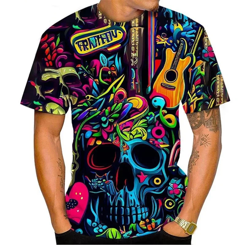 New Fun Graffiti Street T-shirt 3D Printed Men's Hip Hop Summer Cool Tee shirt Casual Youth Popular Personality Short Sleeve Top
