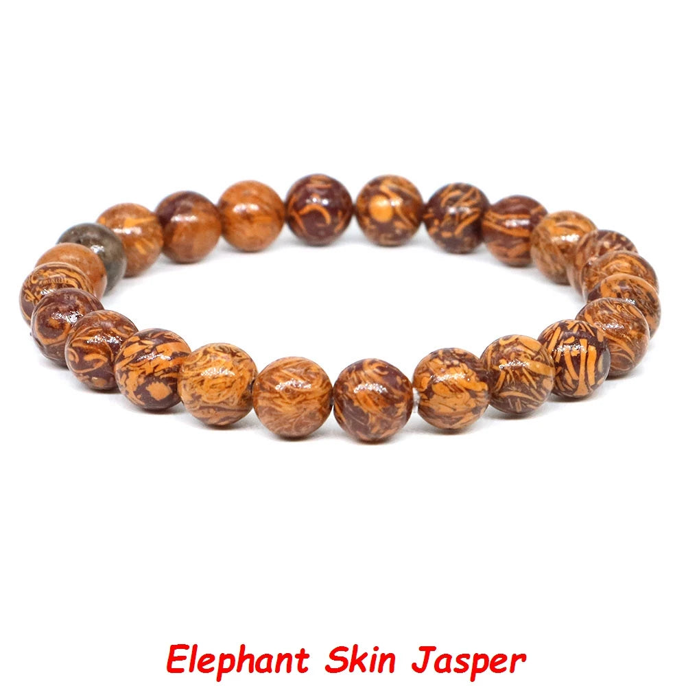 Natural Stone Bracelet Healing Crystal Amethyst Quartz Agate Round Loose Bead Elastic Stretch Bangle For Women Men Jewelry Gifts