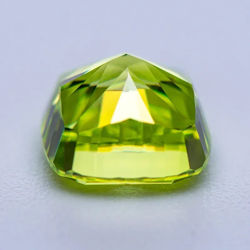 4k Crushed Ice Cut Cubic Zirconia Stone Apple Green Color Cushion Shape Synthetic Gemstone 5A Lab CZ Gemstone Shiny Q