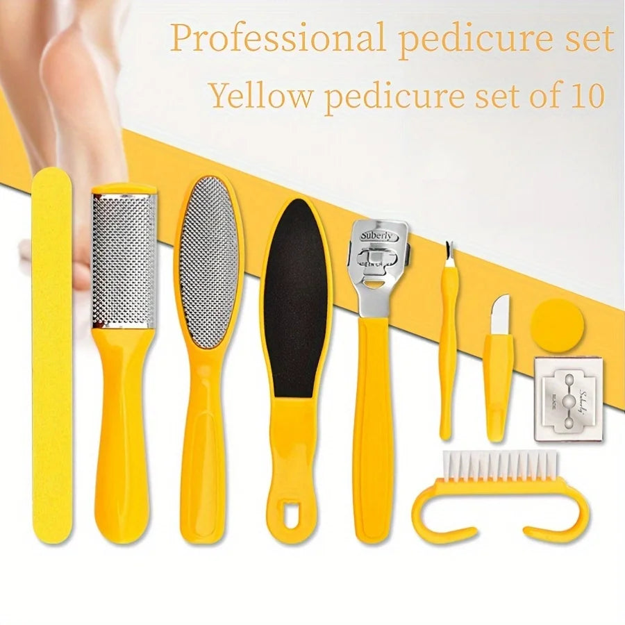 10-in-1 Fashionable Hot Selling Pedicure Set,Professional Remover Foot File Scraper,Exfoliating Tool for Feet and Hands