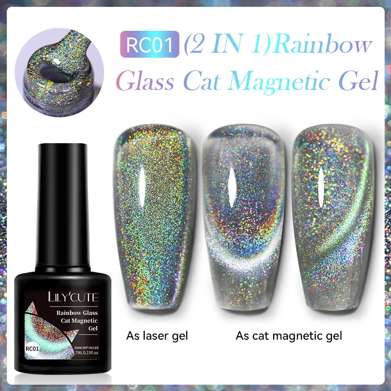 LILYCUTE 7ml Reflective Glitter Cat Magnetic Gel Nail Polish Semi permanent Soak Off UV LED Varnish Nail Supplies