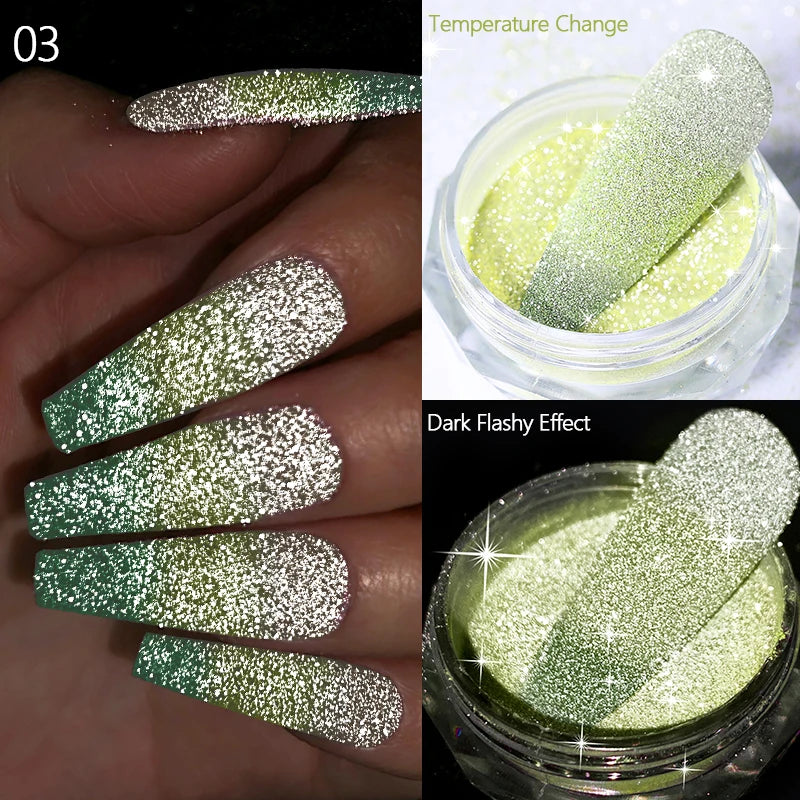 Reflective Magnetic Nail Powder Chameleon Glitter Dust Metallic Nail Art Chrome Shiny Pigment Supplies Nail Manicure Decorations