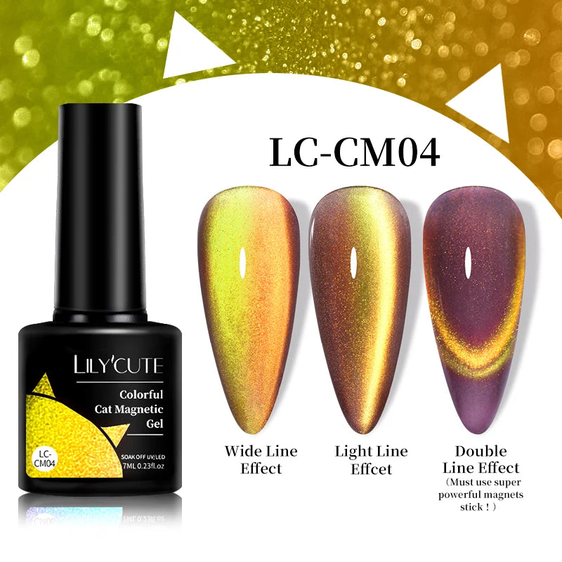 LILYCUTE 7ml Reflective Glitter Cat Magnetic Gel Nail Polish Semi permanent Soak Off UV LED Varnish Nail Supplies