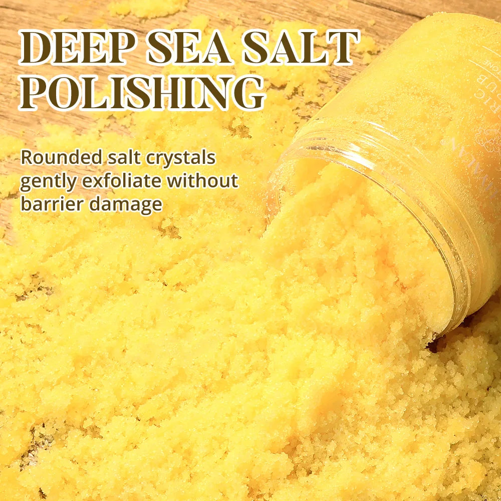 Turmeric Body Scrub Sea Salt Exfoliating Smooth Polishing Shea Nourish Moisturizing Soften Cutin Pore Cleaning Even Skin Tone