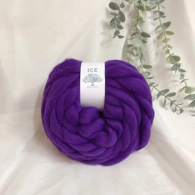 100g Giant Chunky Knitting Yarn - Icelandic Roving Imitation-Wool Super Soft for Arm Knit Crochet DIY Sweater Scarf Hat Projects