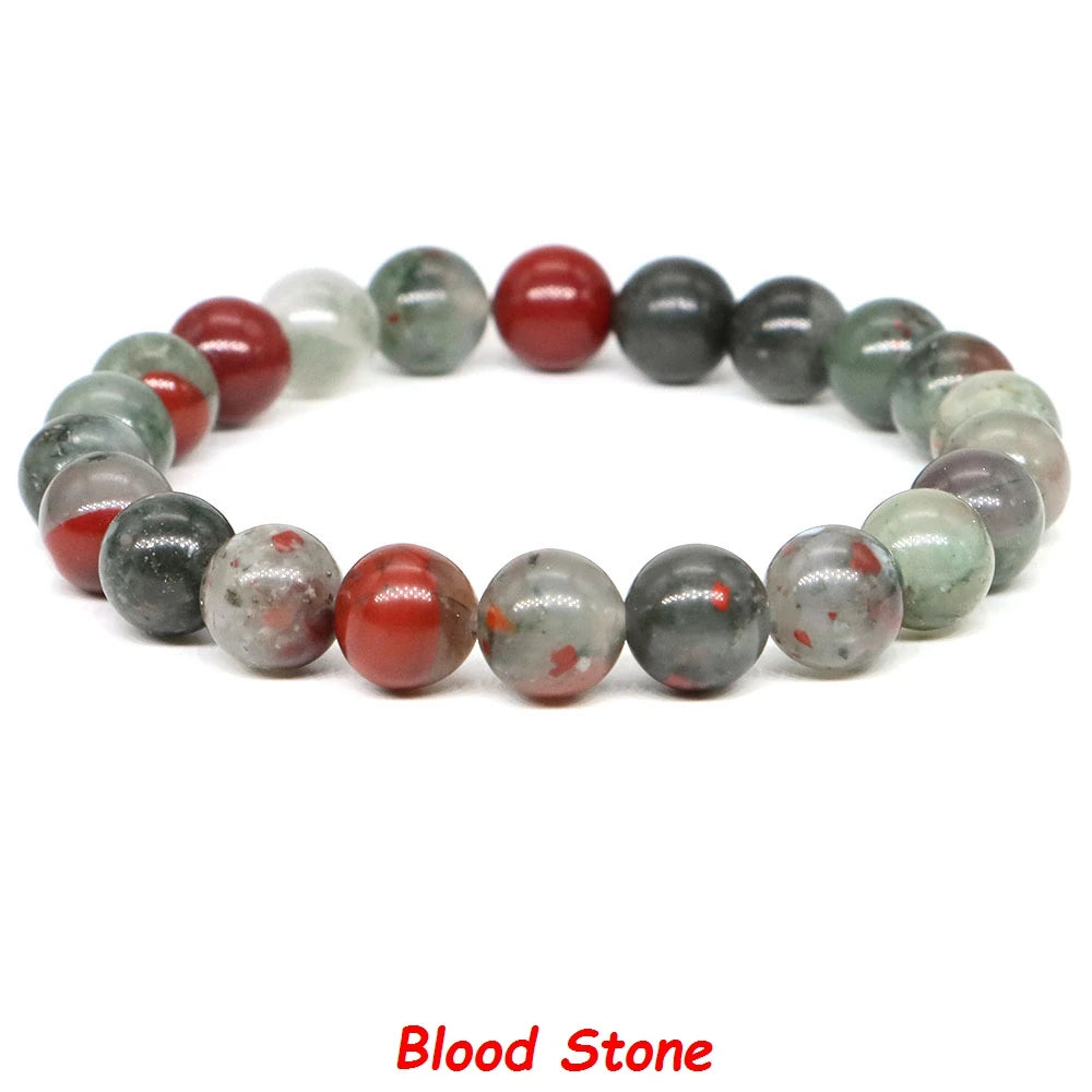 Natural Stone Bracelet Healing Crystal Amethyst Quartz Agate Round Loose Bead Elastic Stretch Bangle For Women Men Jewelry Gifts