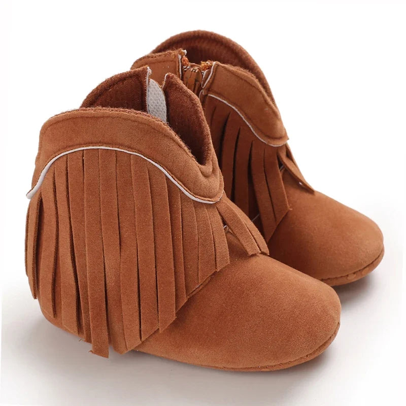 Western Denim Baby Winter Boots, Fashion Warm Casual First Walkers Shoes for Boys Girls 0-18 Months ﻿