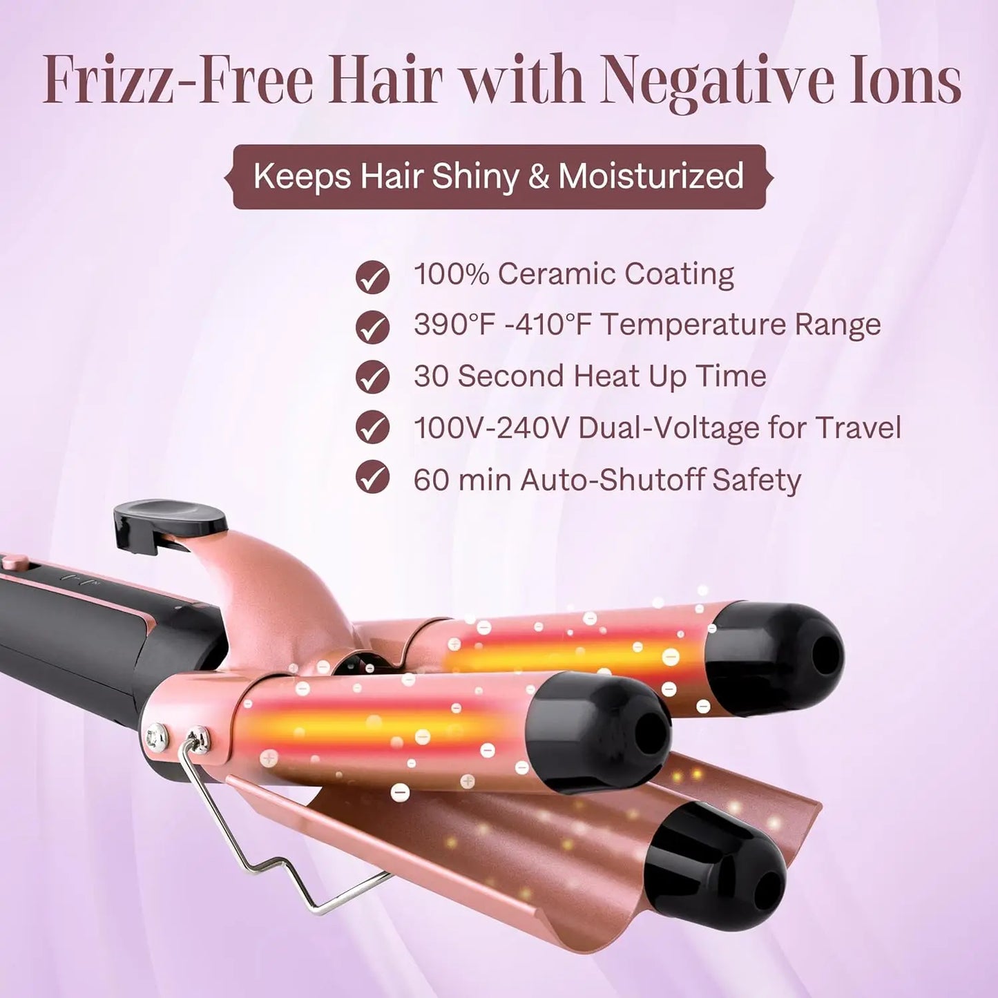 Curling Iron Wand Set 6-in-1 Hair Curler with 3 Barrel Hair Crimper, Spiral Curling Iron - Fast Heating Styling Tools for Women