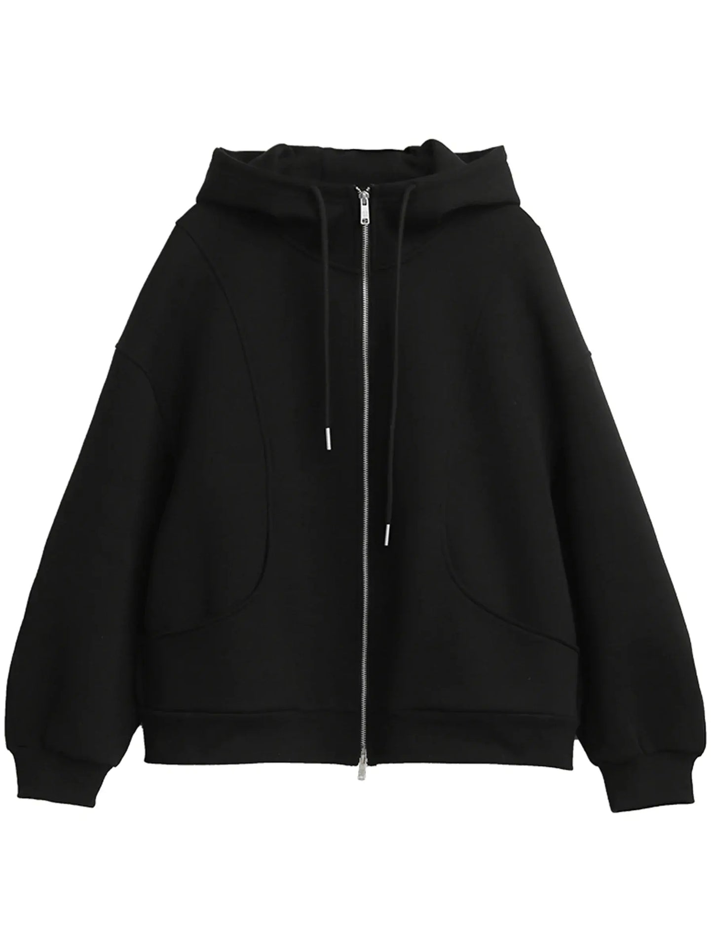 Women's Loose Drawstring Hooded Sweatshirt Jacket