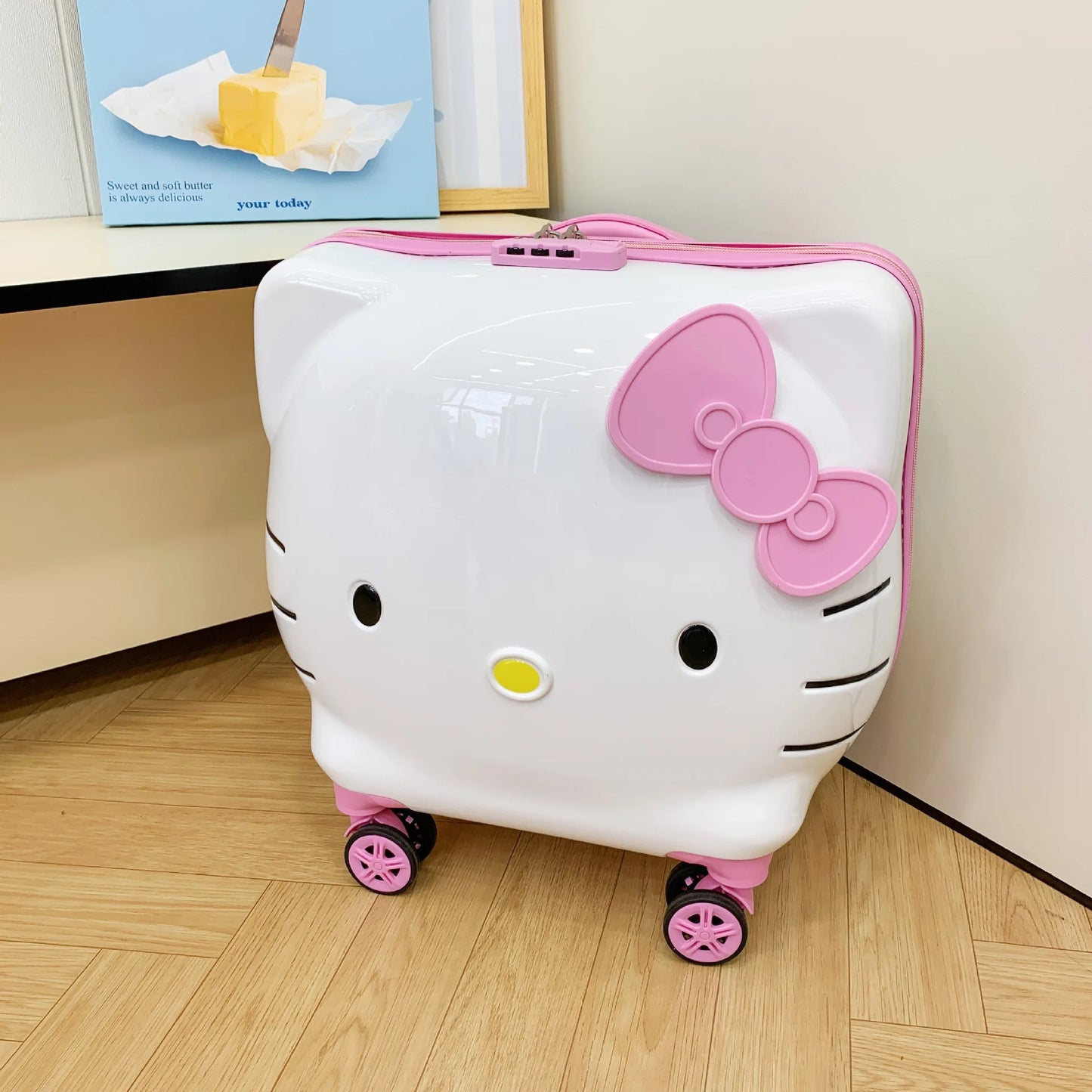New 20 Inch Hello Kittys Girls Trolley Case Cartoon Suitcase Carry-On Suitcase Anime Figure Bags for Woman Kawaii Cartoon