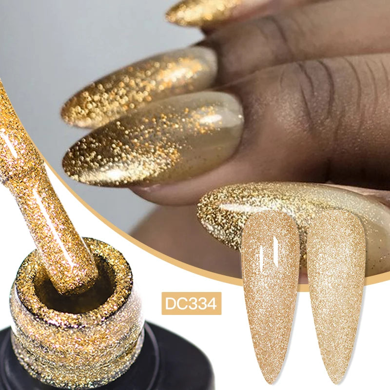 7ml Glitter Reflective Gel Nail Polish Sparkling Soak Off UV LED Gold Silver Black Pink Gel Polish Starter Kit For Home Salon