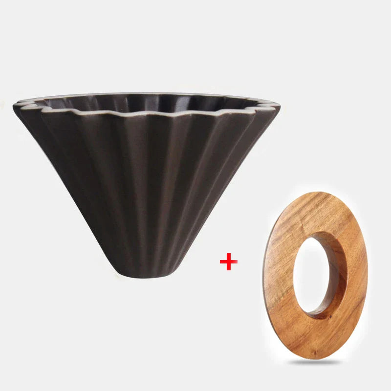 StepUp Coffee Origami Ceramic Pour Over Dripper, Handmade Cone Brewer-10