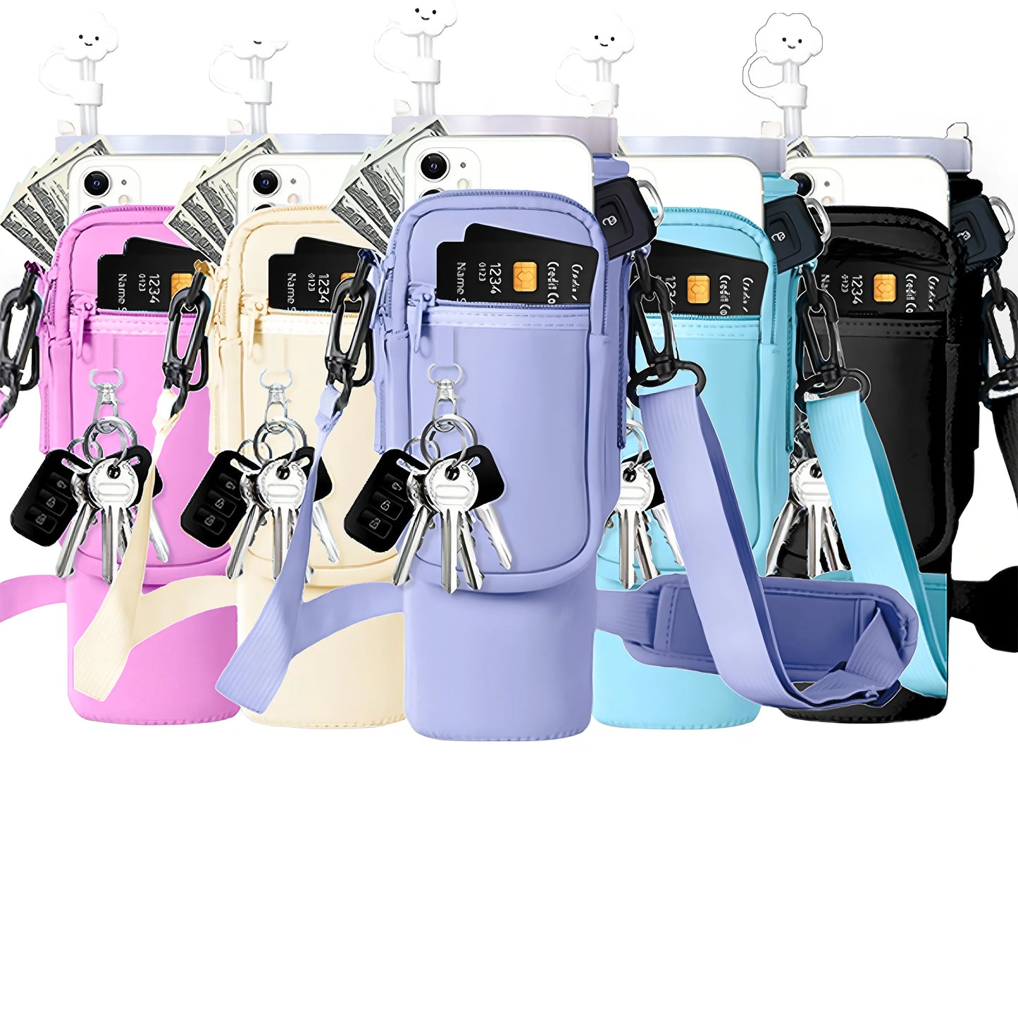 Water Bottle Carrier Bag For Stanley 40oz Insulated Mug Cup Holder Portable Water Bottle Bag with Adjustable Shoulder Strap