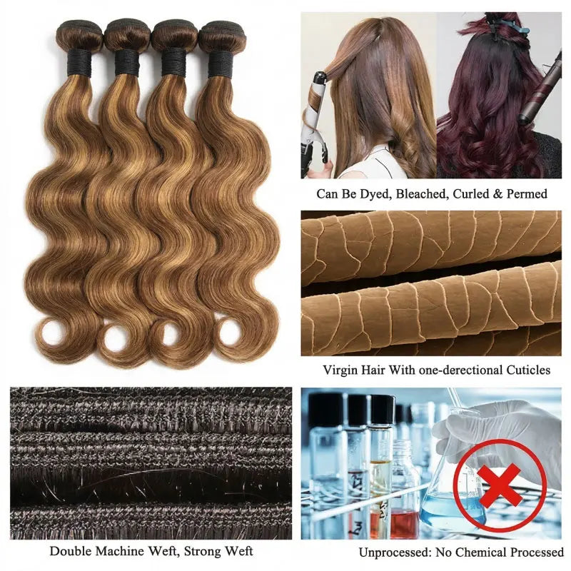 14-30 Inch Ombre Body Wave Human Hair Bundles Highlight Human Hair Unprocessed Blonde Raw Hair Bundle Weave Extensions