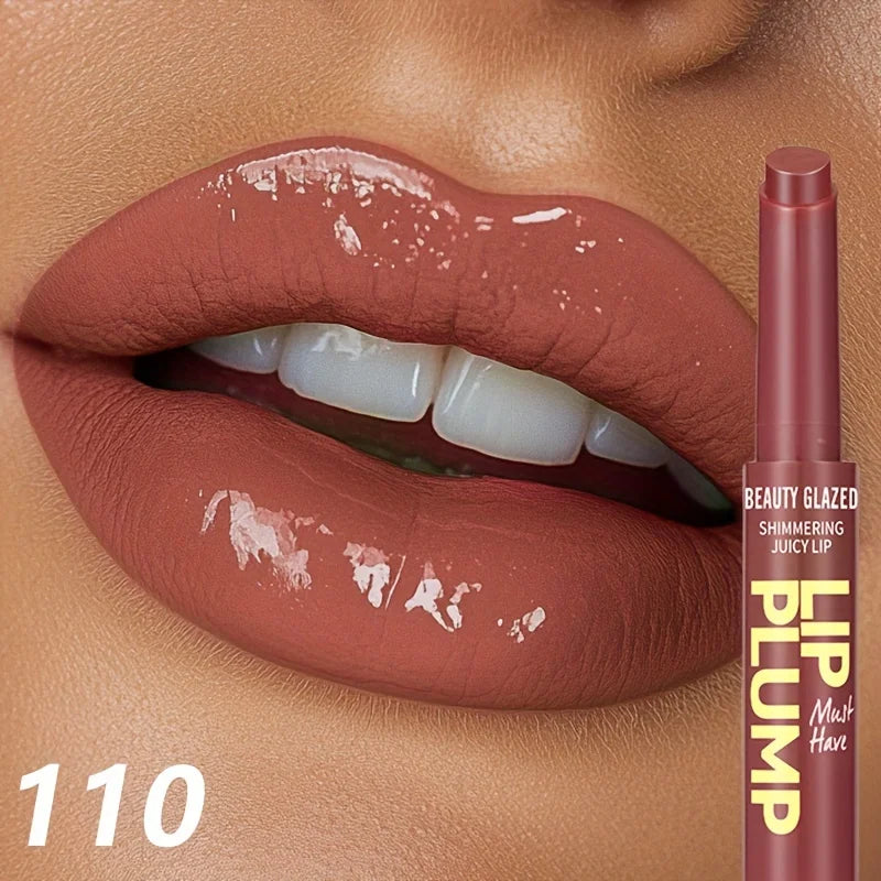 Shimmer Moisturizing Gloss Lipstick Pen Press-On Style Glossy Lip Care Cosmetics Dewy Lipstick 2in 1 Nourishing And Long Lasting