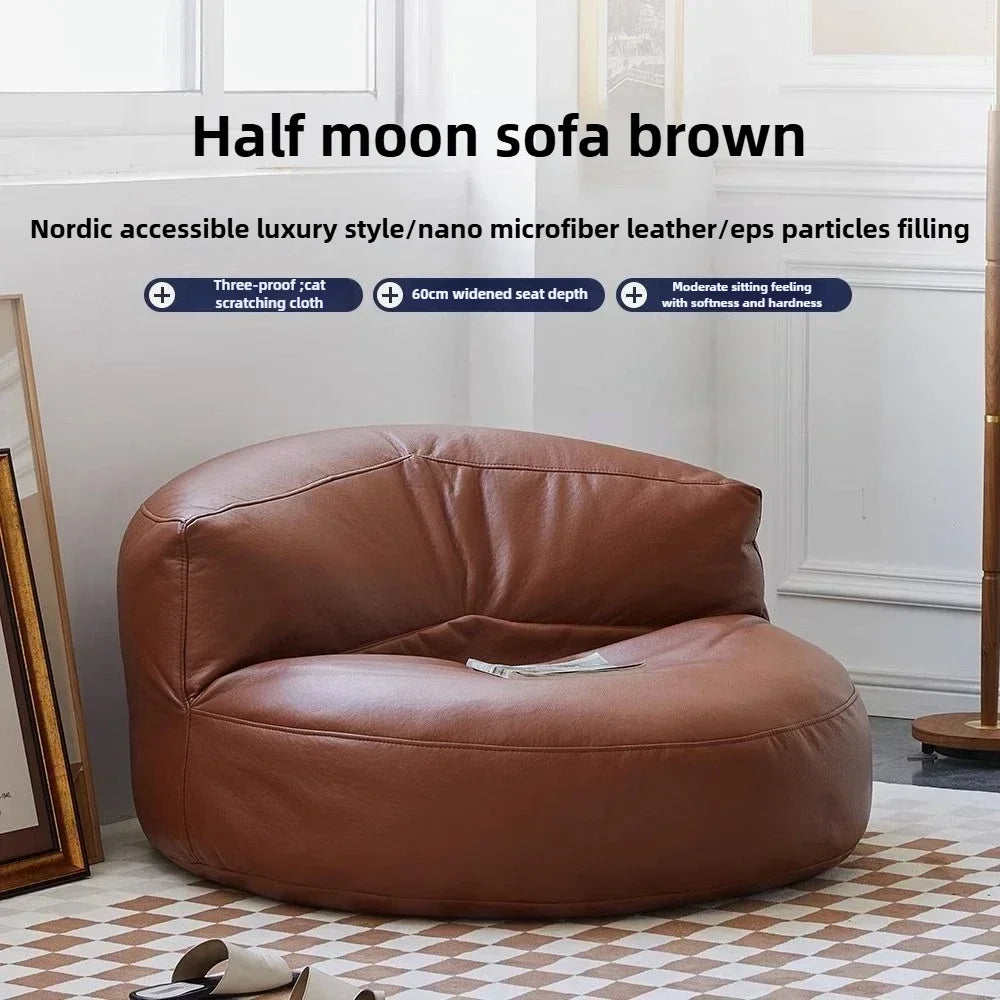 Lazy Sofa Reclining Couch Half Moon Sofa  Bedroom Tatami Seat Small Apartment Bean Bag Set Living Room Furniture Nordic Simple