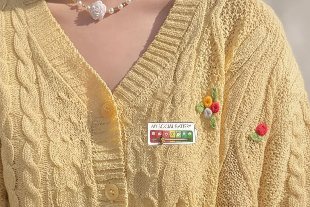 Mood Conversion Energy Brooch Can Slide My Social Energy Badge Expression Badge Men Women Pins for Backpacks Badges Metal Pines