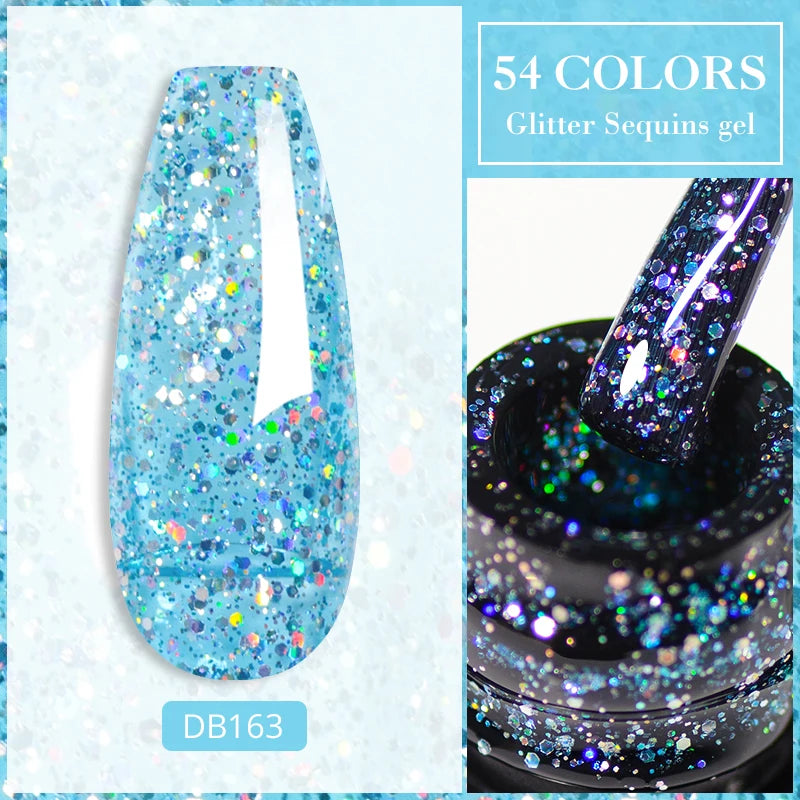 7ml Glitter Reflective Gel Nail Polish Sparkling Soak Off UV LED Gold Silver Black Pink Gel Polish Starter Kit For Home Salon