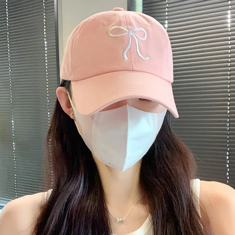 Sweet Bow Embroidery Baseball Hat
