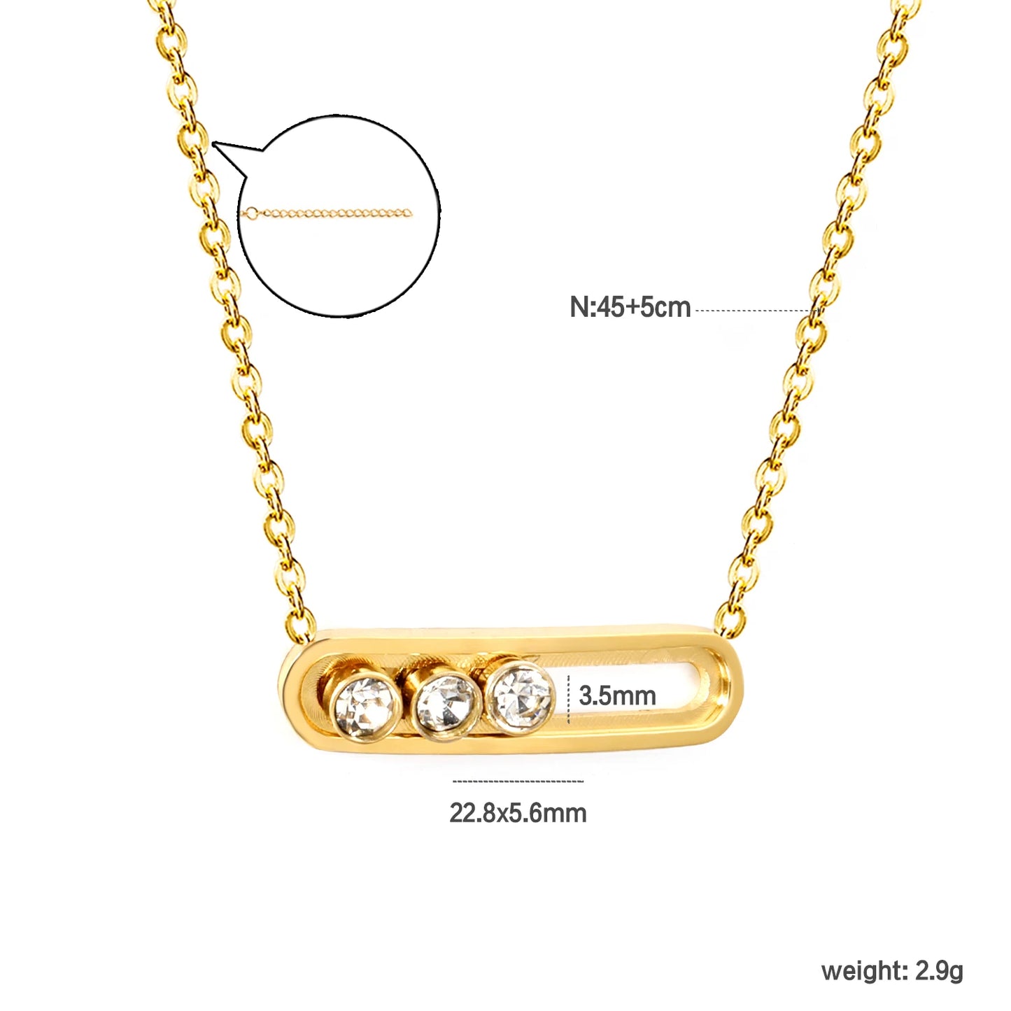 ASONSTEEL Stainless Steel Cubic Zirconia Pendant Necklace Charm Gold Color For Women Crystal Jewelry Choker Necklace Waterproof