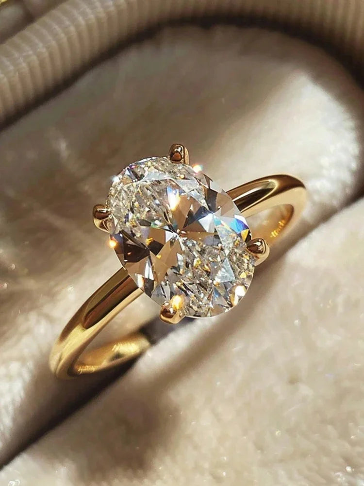 925 Sterling Silver Elliptical Horse Eye Fashionable Zircon Ring For Women Engagement Wedding Luxury High Quality Fine Jewelry