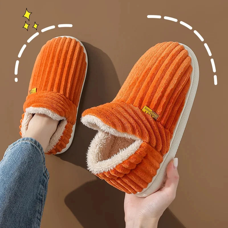 2025  New Soft Sole Slippers For Women Winter Fashion Women Fur Slippers Fuzzy Plush Men Slippers Warm Furry Women Cotton Shoes