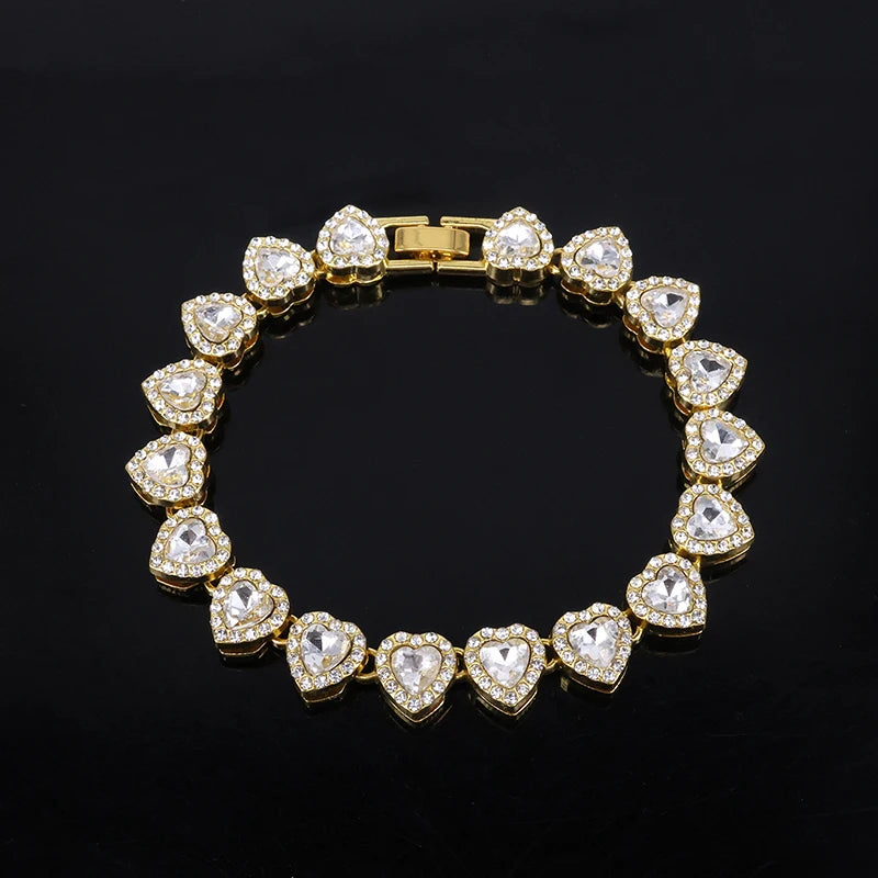 Luxurious And Exquisite Heart-shaped Diamond-set Stainless Steel Necklace For Everyday Matching Fashionable Jewelry