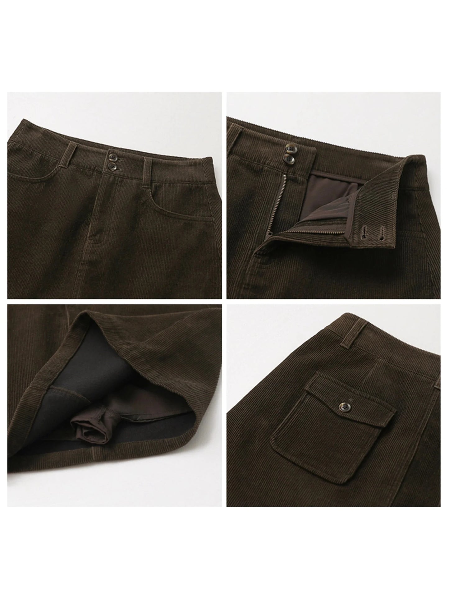 Women’s Retro High-Waisted Corduroy A-Line Skirt