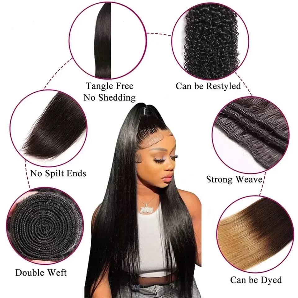 Raw 100% Virgin Brazilian Straight Remy Human Hair Bundles 1/3/4 Pcs 8-40 Inch Extensions