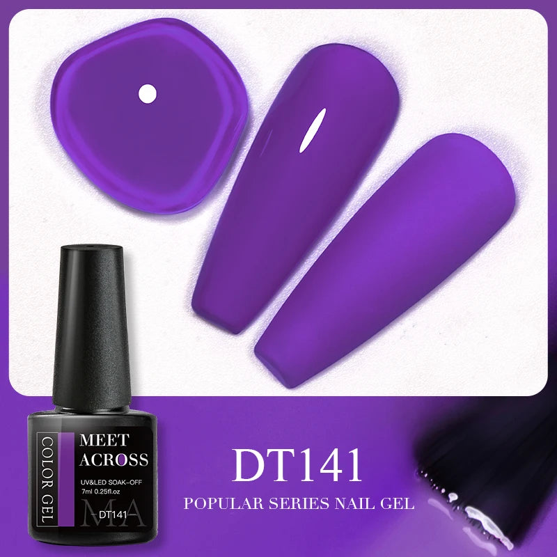 MEET ACROSS 7ml Reflective Glitter Gel Nail Polish Glitter Reflective Effect Semi Permanent UV LED Nail Art Gel Varnish Manicure