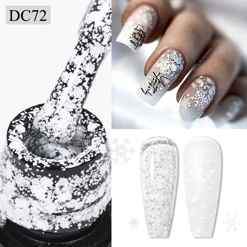 Mtssii 7ml Neon Snowflake Gel Nail Polish Fluorescent Gel UV LED Semi Permanent Glitter Snow Sequins Nails Art Design Varnishes