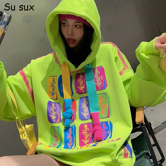 Multicolor Graffiti Y2k Streetwear Hoodie